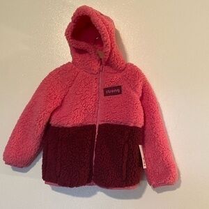 Xersion Strong sherpa hooded full zip pocket pink wine coat jacket 3t